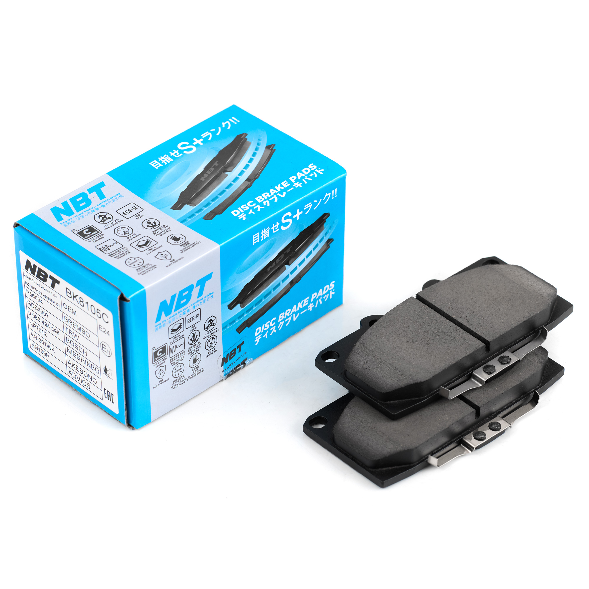 Колодки тормозные дисковые NBT BK8105C / SN109P / AN-301WK / NP7012 / 0 986 494 398 / SP1486 / 2130701 / GDB3307 / P56034 / AV259 / GP07037 / D7037M