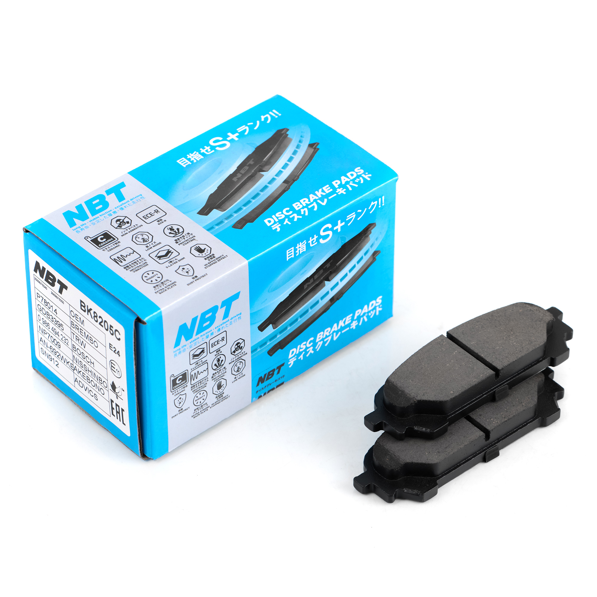 Колодки тормозные дисковые NBT BK8205C / SN912 / AN-692WKE / NP7009 / 0 986 494 232 / SP1532 / 2433101 / GDB3395 / P78014 / AV1062 / GP07059 / D7059H