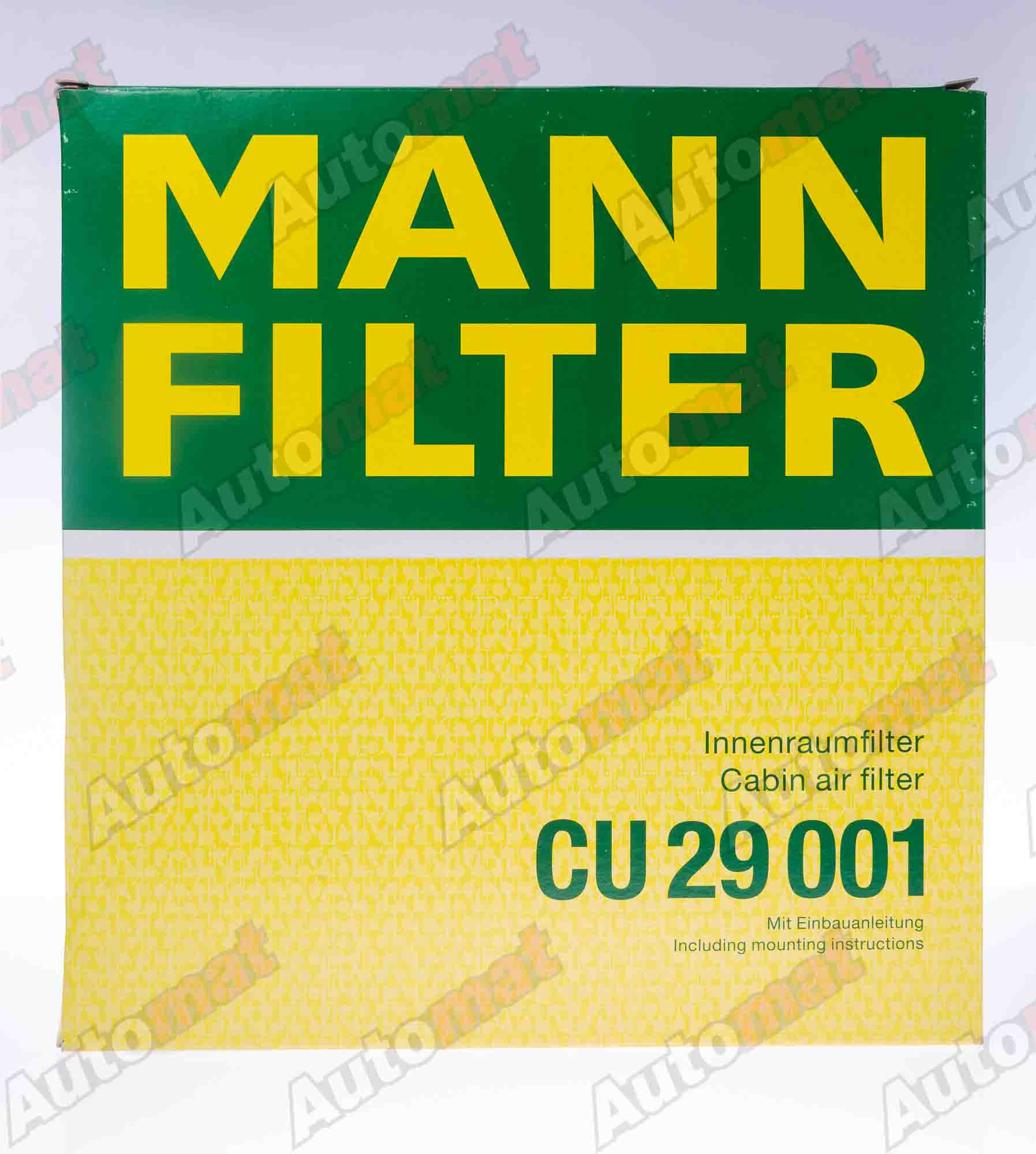 Фильтр салонный MANN-FILTER CU 29001 / AC-209EX